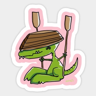 Dinosaur with Rowing Boat Sticker